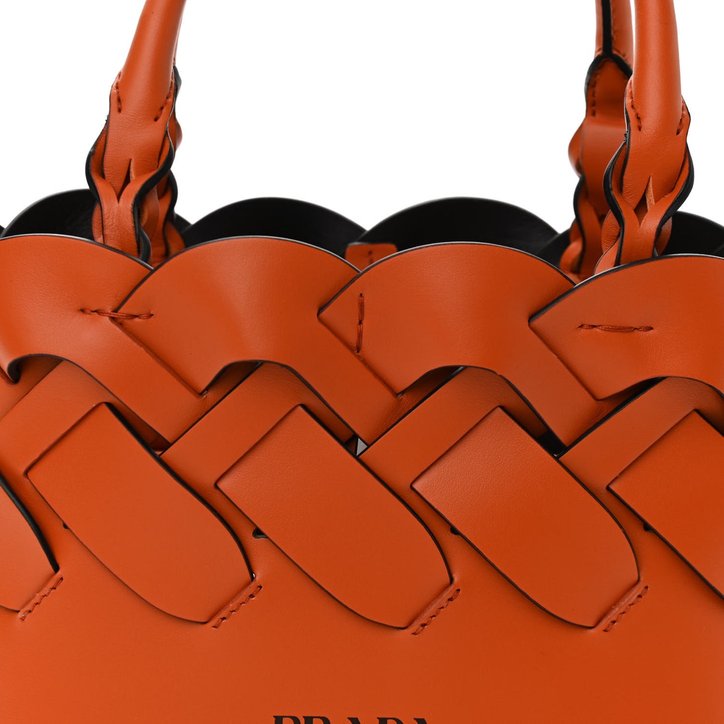Vitello Intreccio Tote Bag Papaya Black