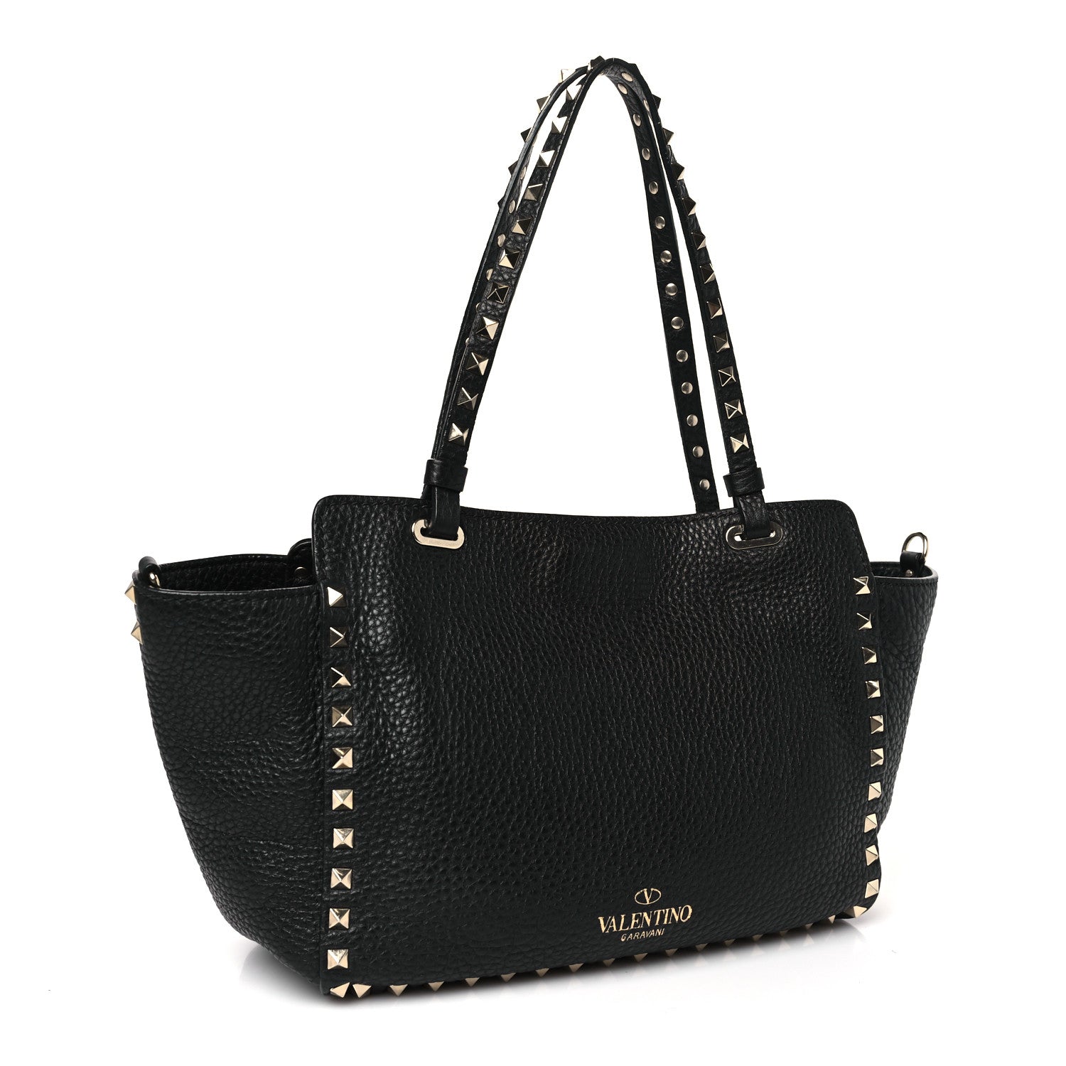 Valentino Garavani Grained Calfskin Small Rockstud Tote Black 3 of 8