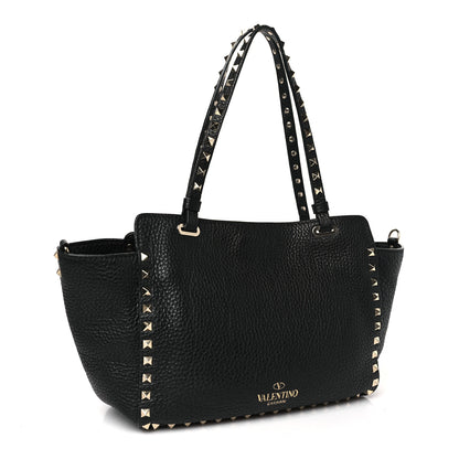 Valentino Garavani Grained Calfskin Small Rockstud Tote Black 3 of 8