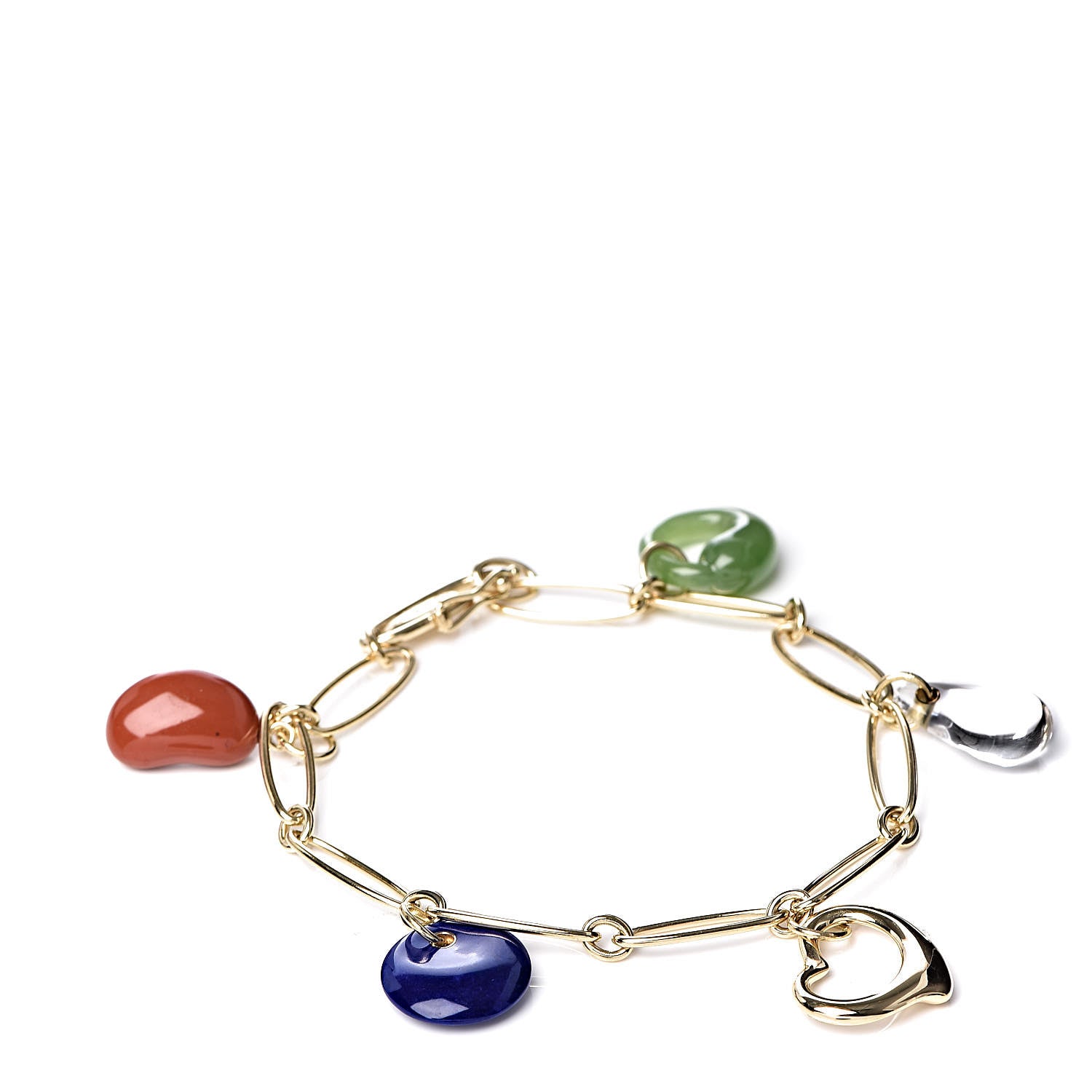 Tiffany 18K Yellow Gold Elsa Peretti Five Stone Charm Bracelet 1 of 5