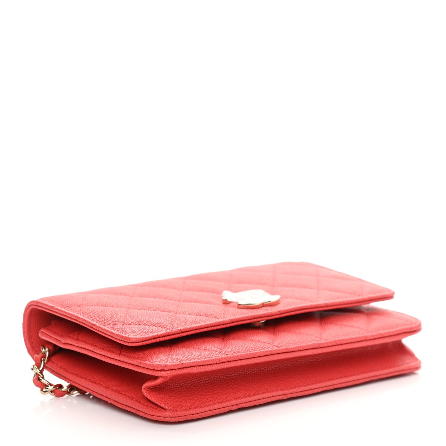 Chanel Caviar Quilted Striated CC Wallet On Chain WOC Red 4 of 12