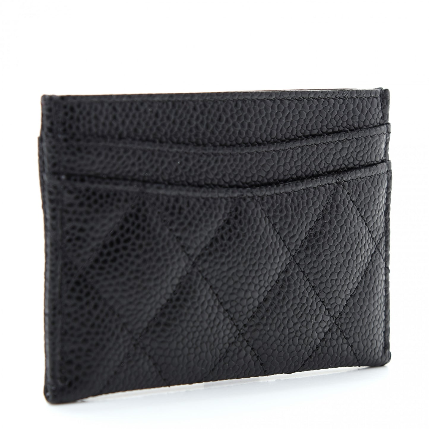 Caviar Quilted Card Holder Black
