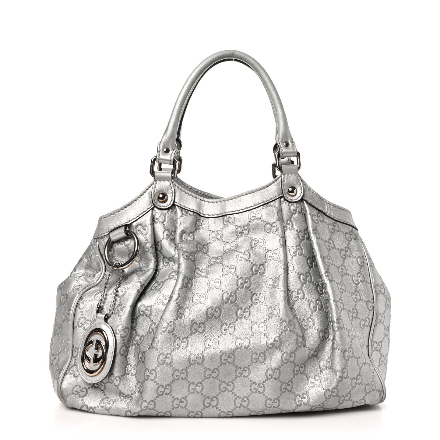 Guccissima Medium Sukey Tote Silver