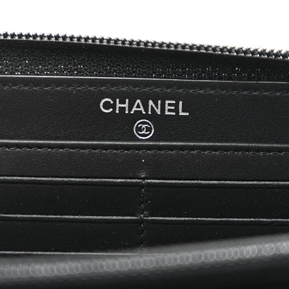 Chanel Caviar Quilted Boy Long Zip Around Wallet Black 6 of 8