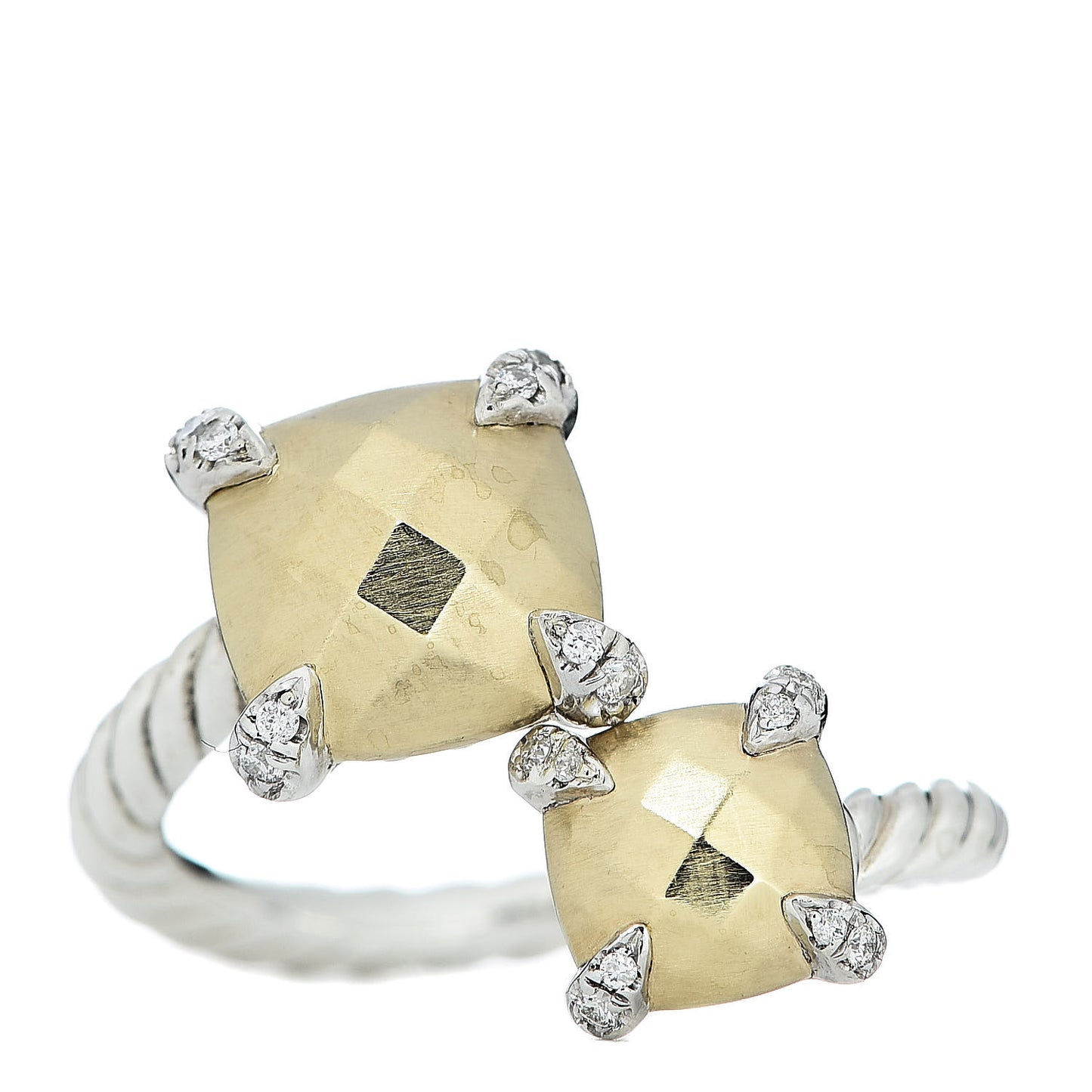 Sterling Silver 18K Yellow Gold Diamond Chatelaine Bypass Ring 51 5.75