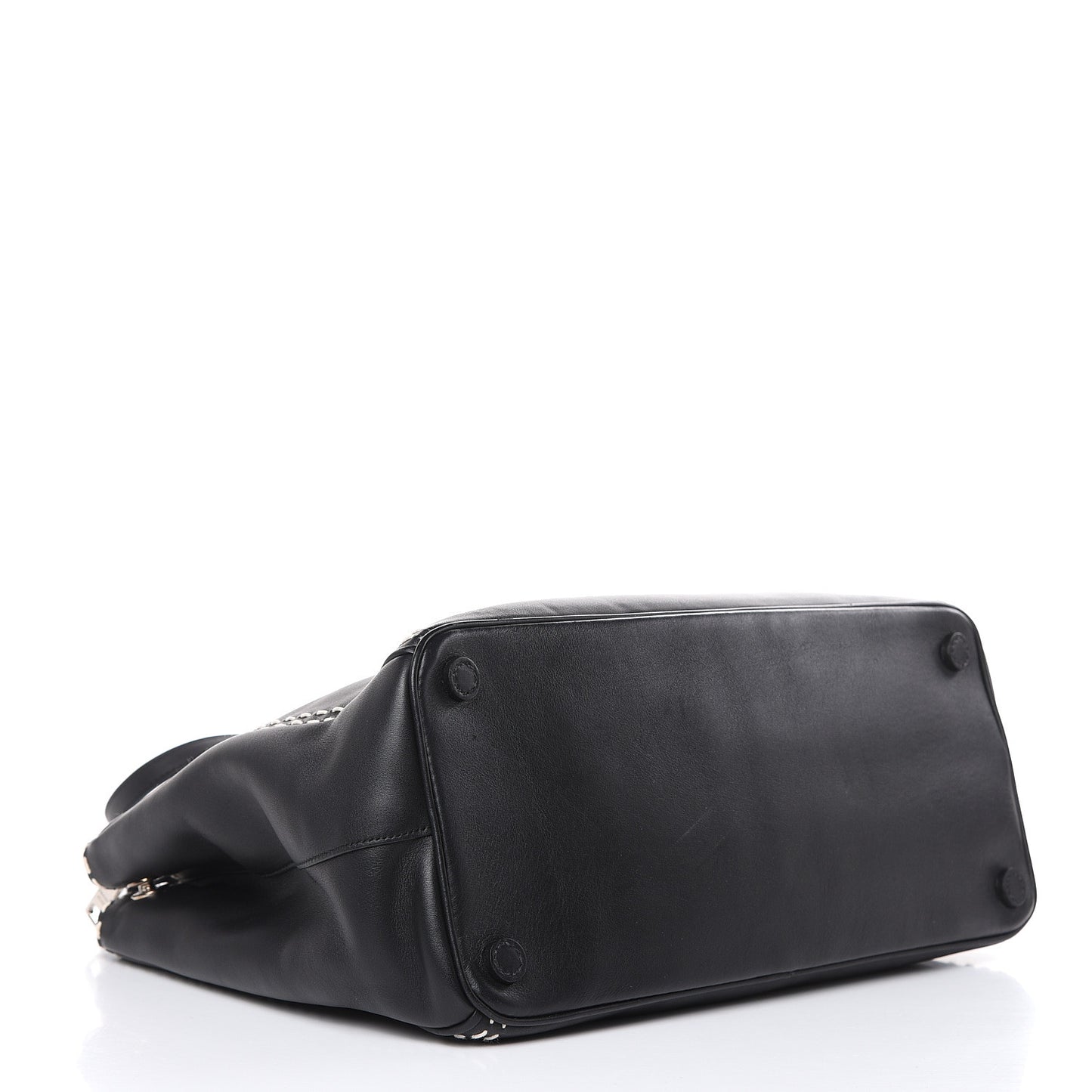 City Calf Hand Stitched Medium Galleria Double Zip Tote Black