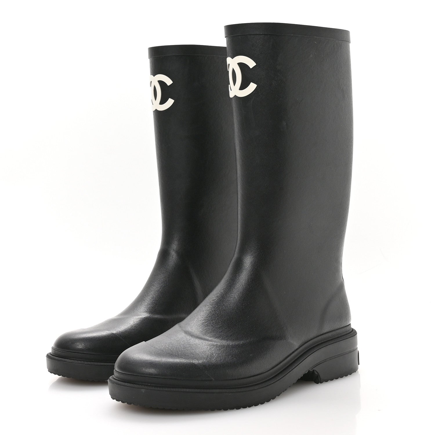 Chanel Caoutchouk CC High Boots 38 Black 4 of 8