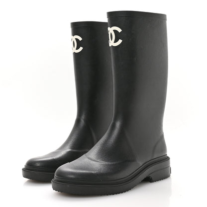 Chanel Caoutchouk CC High Boots 38 Black 4 of 8