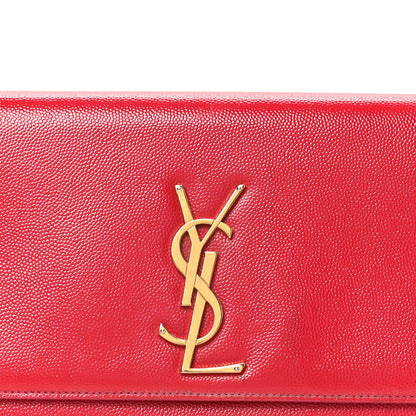 Saint Laurent Patent Grain De Poudre Classic Monogram Cassandre Clutch Fuchsia 8 of 11