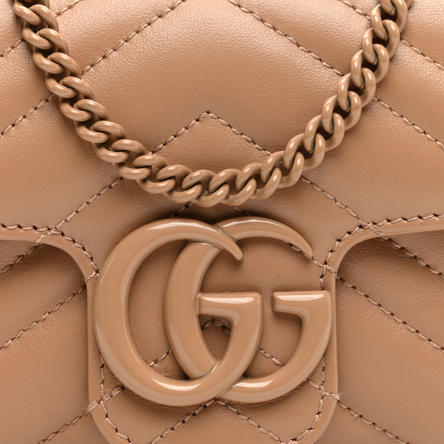 Gucci Calfskin Matelasse Monochrome Super Mini GG Marmont Shoulder Bag Camelia 8 of 11