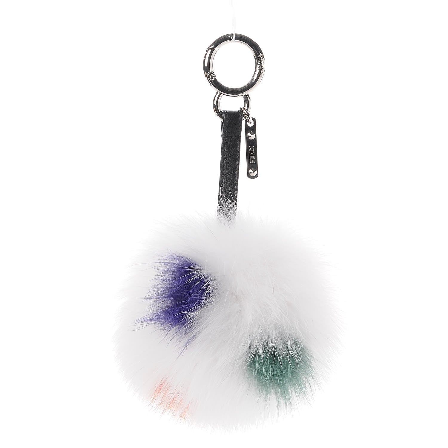 Fendi Fox Fur Polka Dot Pom Pom Bag Charm White 1 of 4