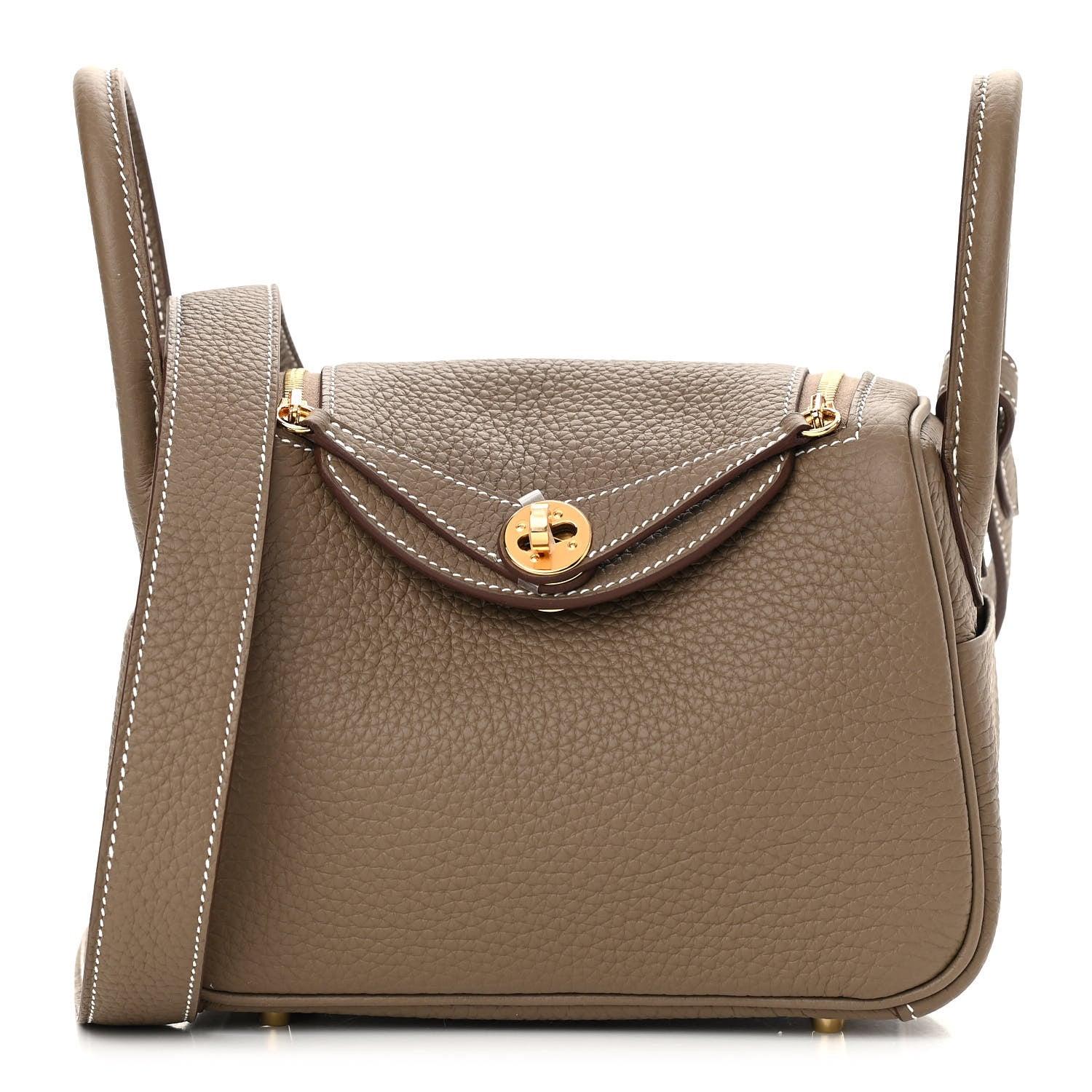 Hermes Taurillon Clemence Mini Lindy 20 Etoupe 1 of 10