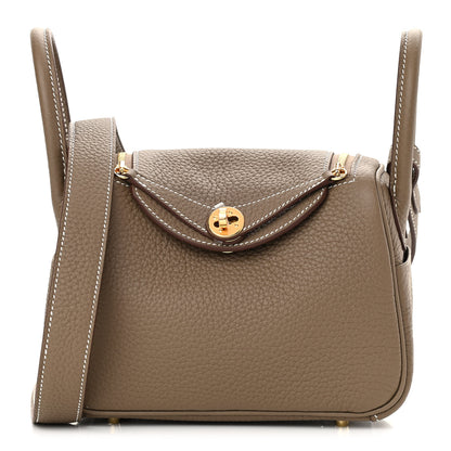 Hermes Taurillon Clemence Mini Lindy 20 Etoupe 1 of 10