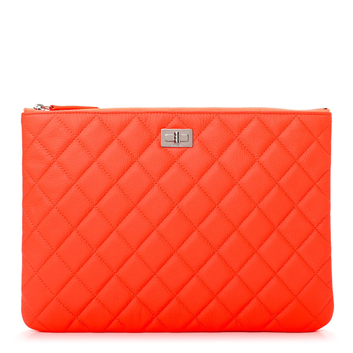 Goatskin Quilted Large Reissue Cosmetic Case Orange