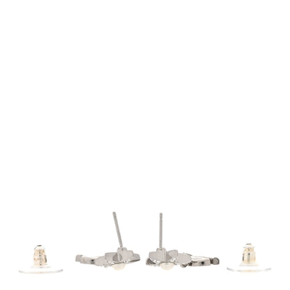 Chanel Crystal CC Pearl Star Drop Earrings Silver 3 of 5