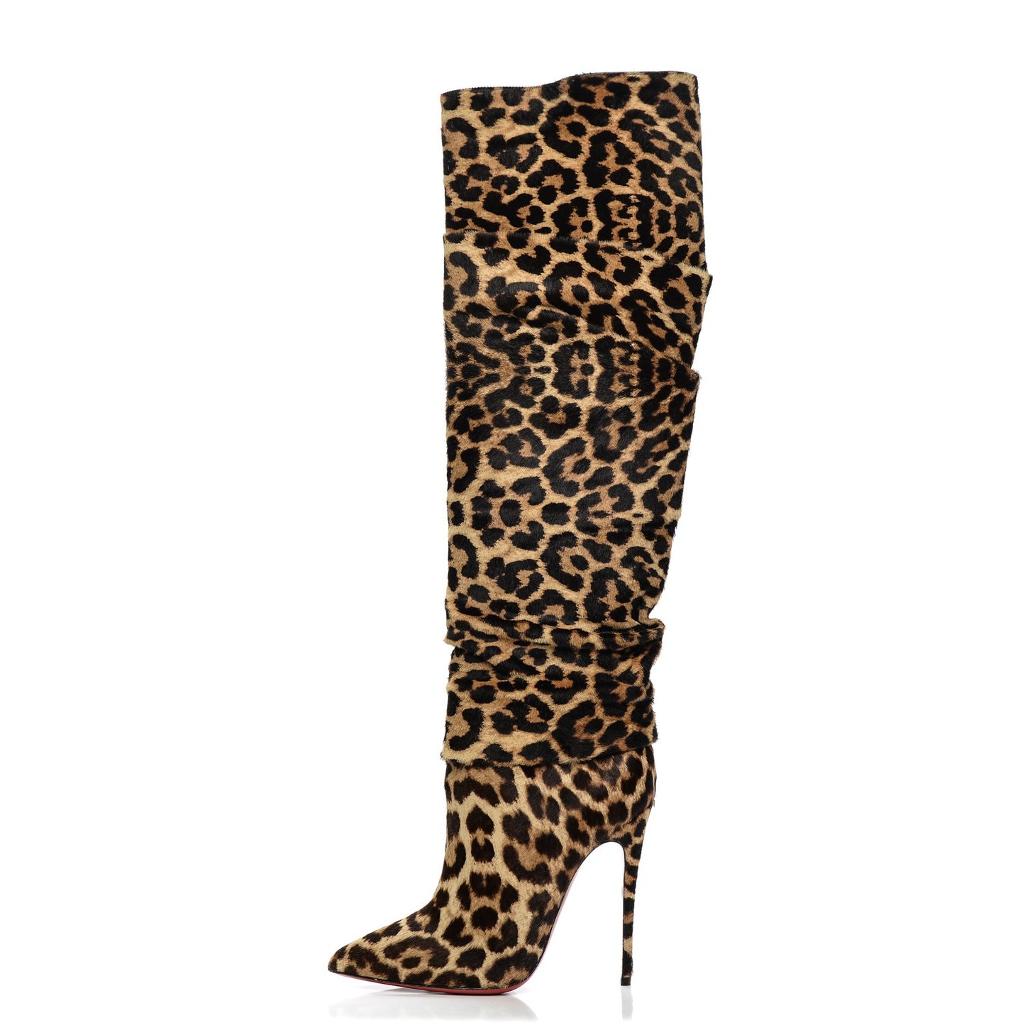 Pony Hair Ishtar Botta 120 Ruched Knee Boots 36.5 Leopard