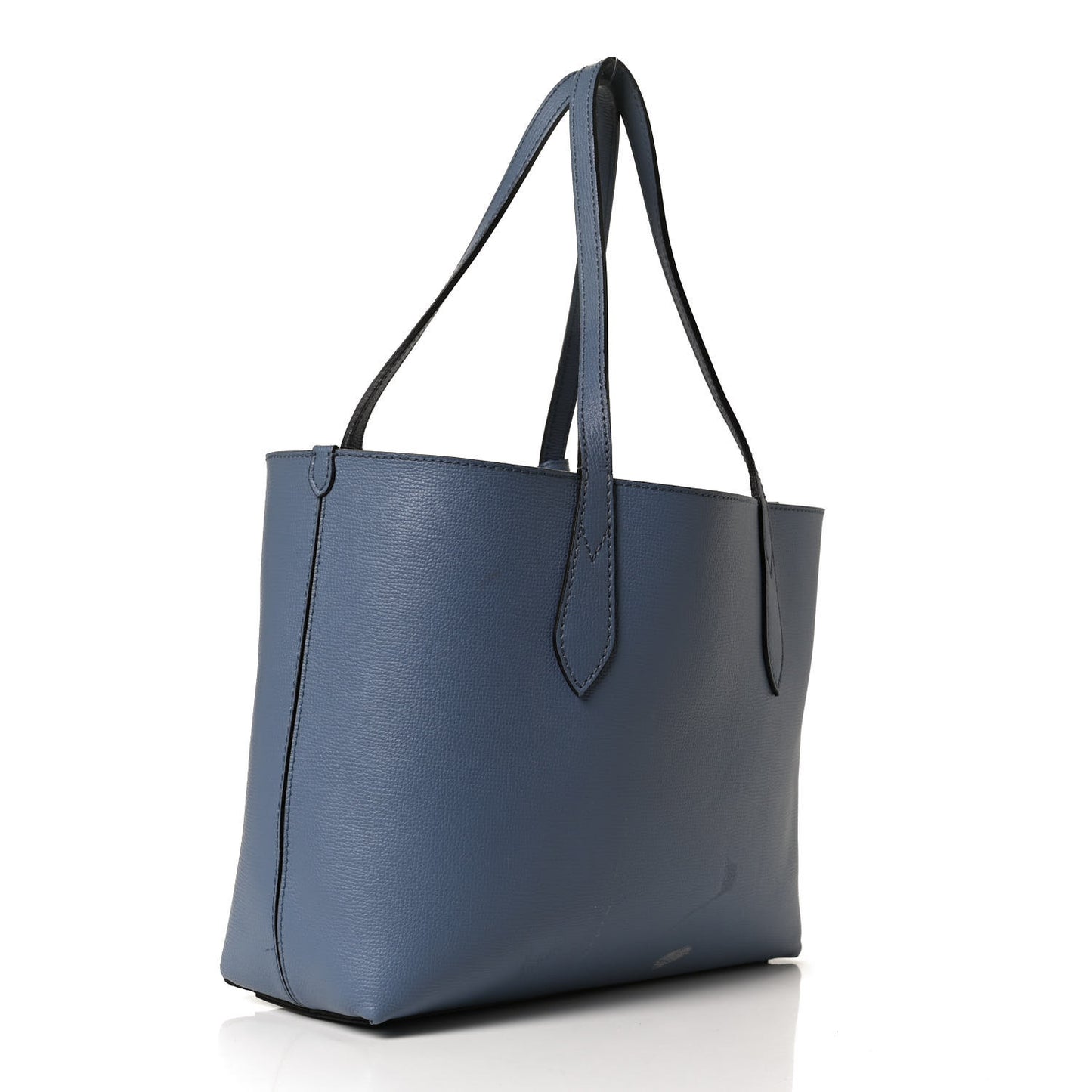 Calfskin Haymarket Check Small Reversible Tote Slate Blue