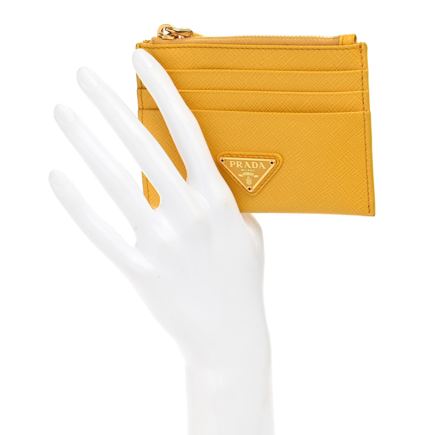 Saffiano Metal Zip Card Holder Soleil