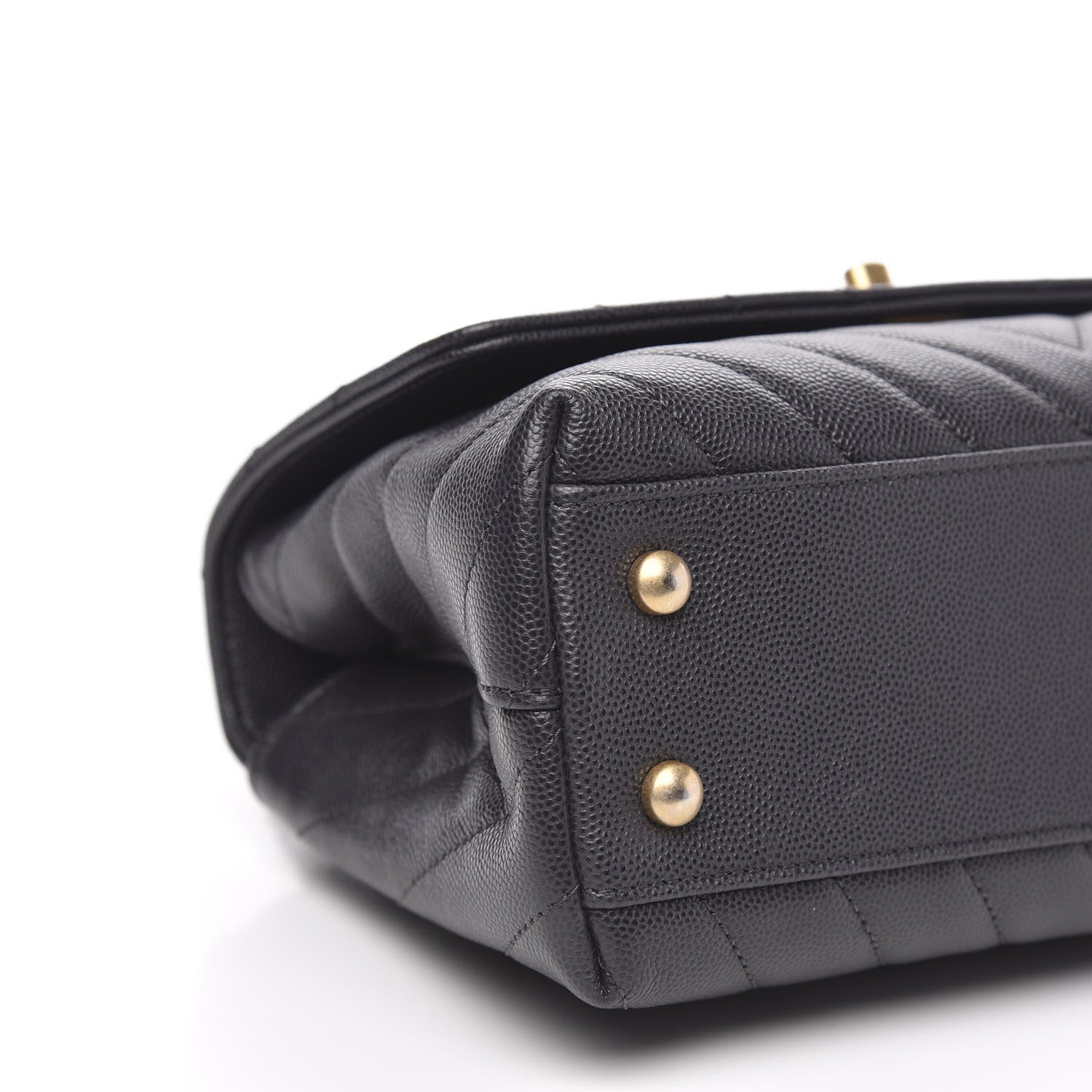 Chanel Caviar Chevron Quilted Mini Coco Handle Flap Dark Grey 8 of 12