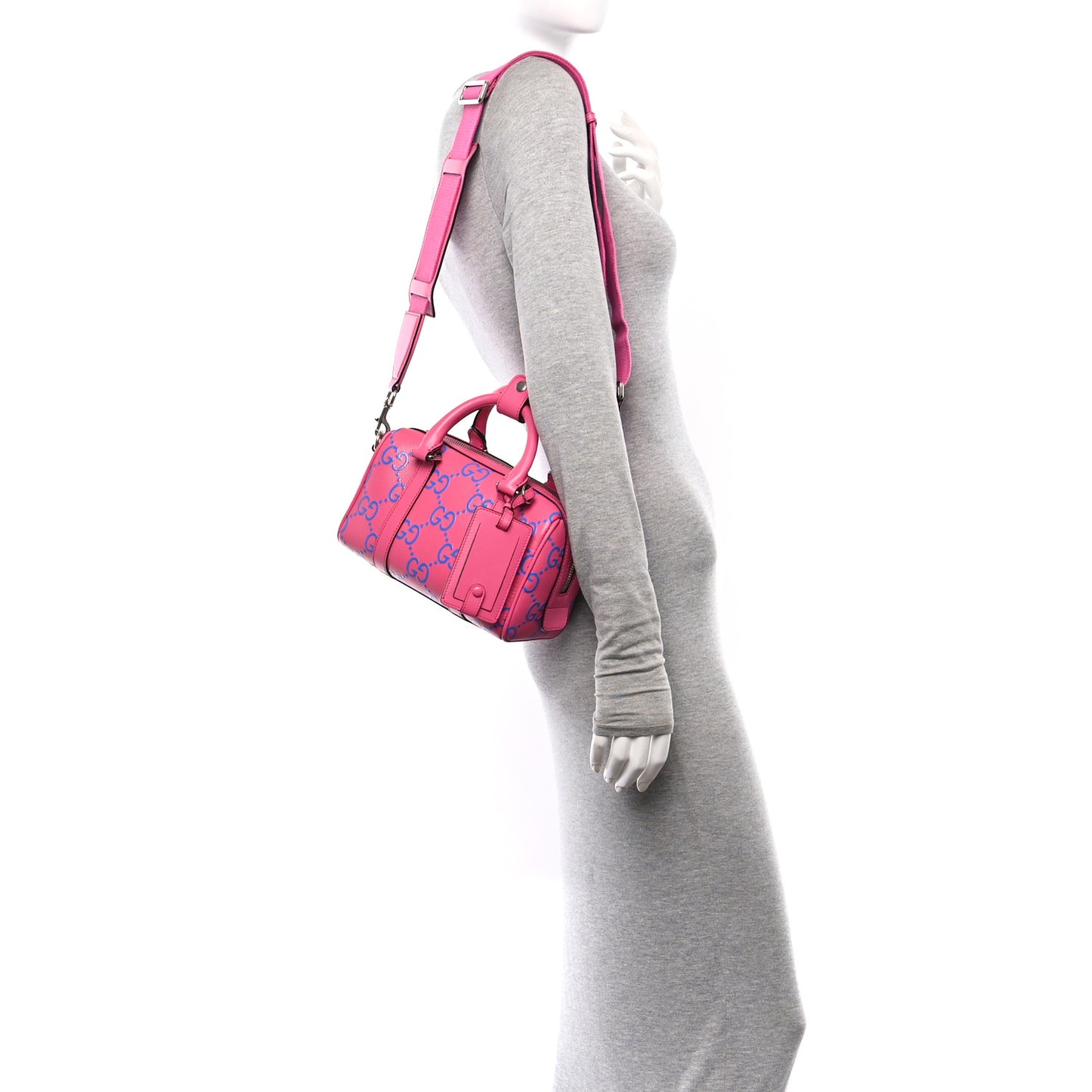 Calfskin GG Tennis Bi-Color Embossed Mini Duffle Bag Modern Fucsia Modern Blue
