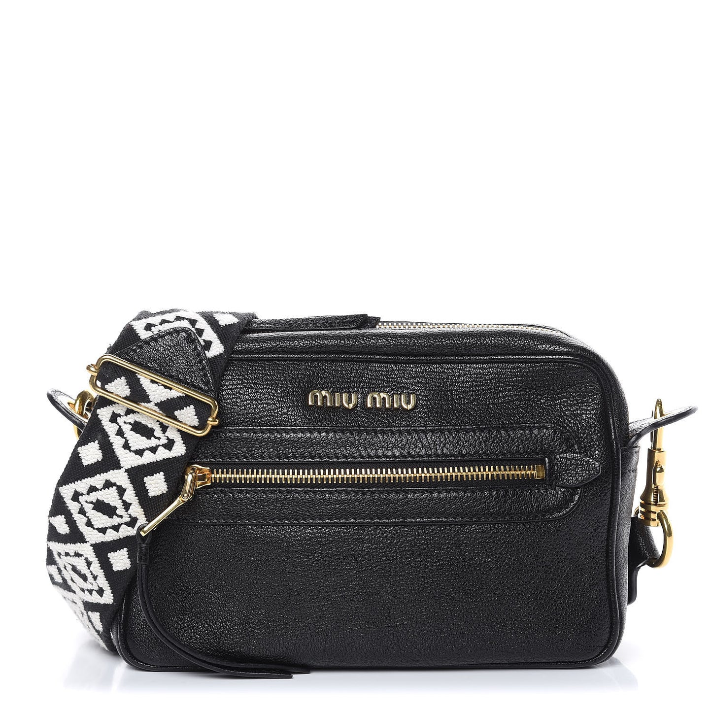 Goatskin Madras Crossbody Bag Black
