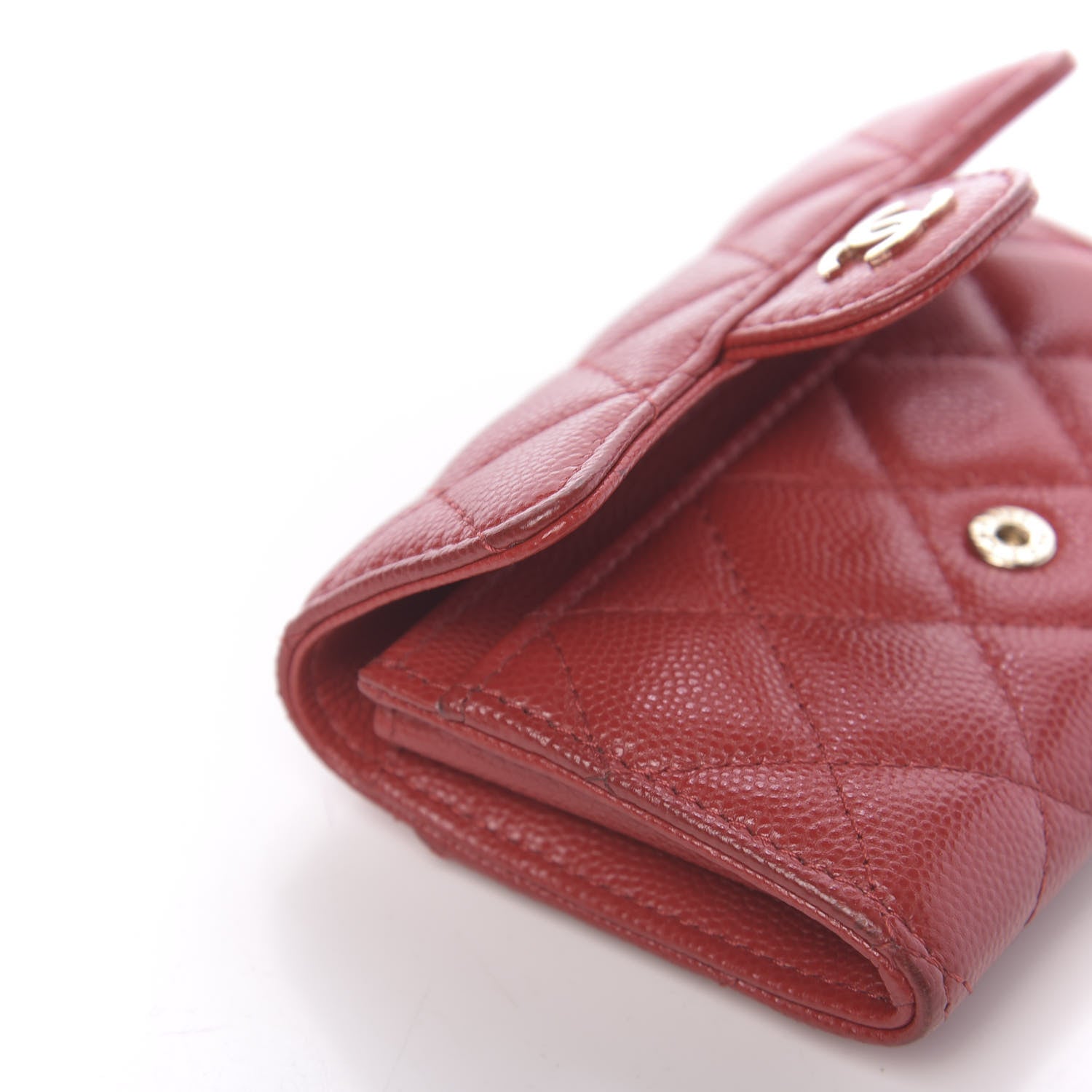 Chanel Caviar Quilted Flap Card Holder Wallet Red 10 of 15