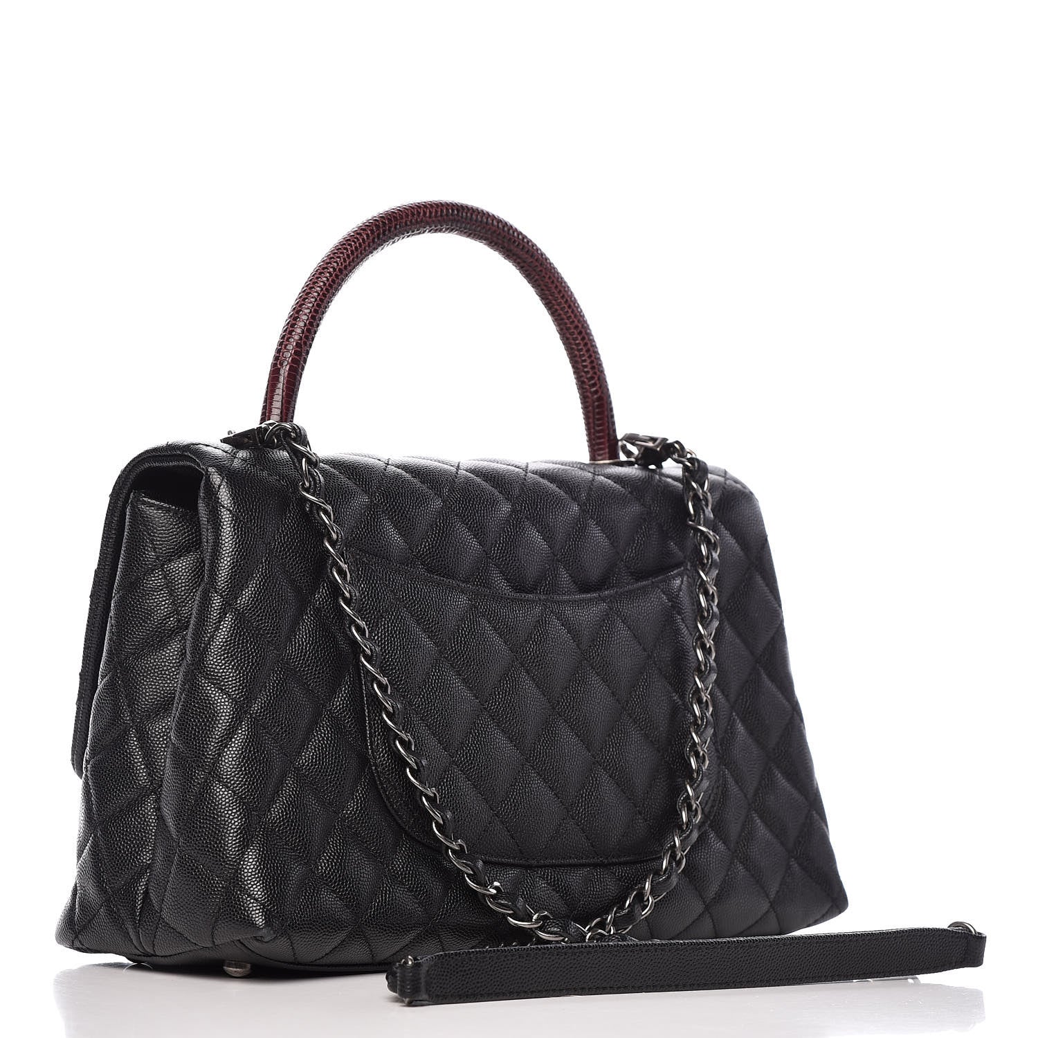 Chanel Caviar Lizard Quilted Small Coco Handle Flap Black 3 of 10