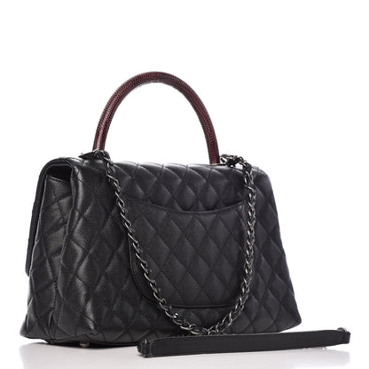 Chanel Caviar Lizard Quilted Small Coco Handle Flap Black 3 of 10