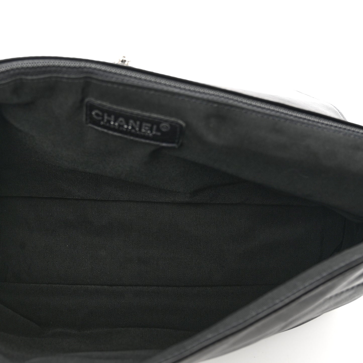 Lambskin Horizontal Quilt Jumbo Mademoiselle Flap Black