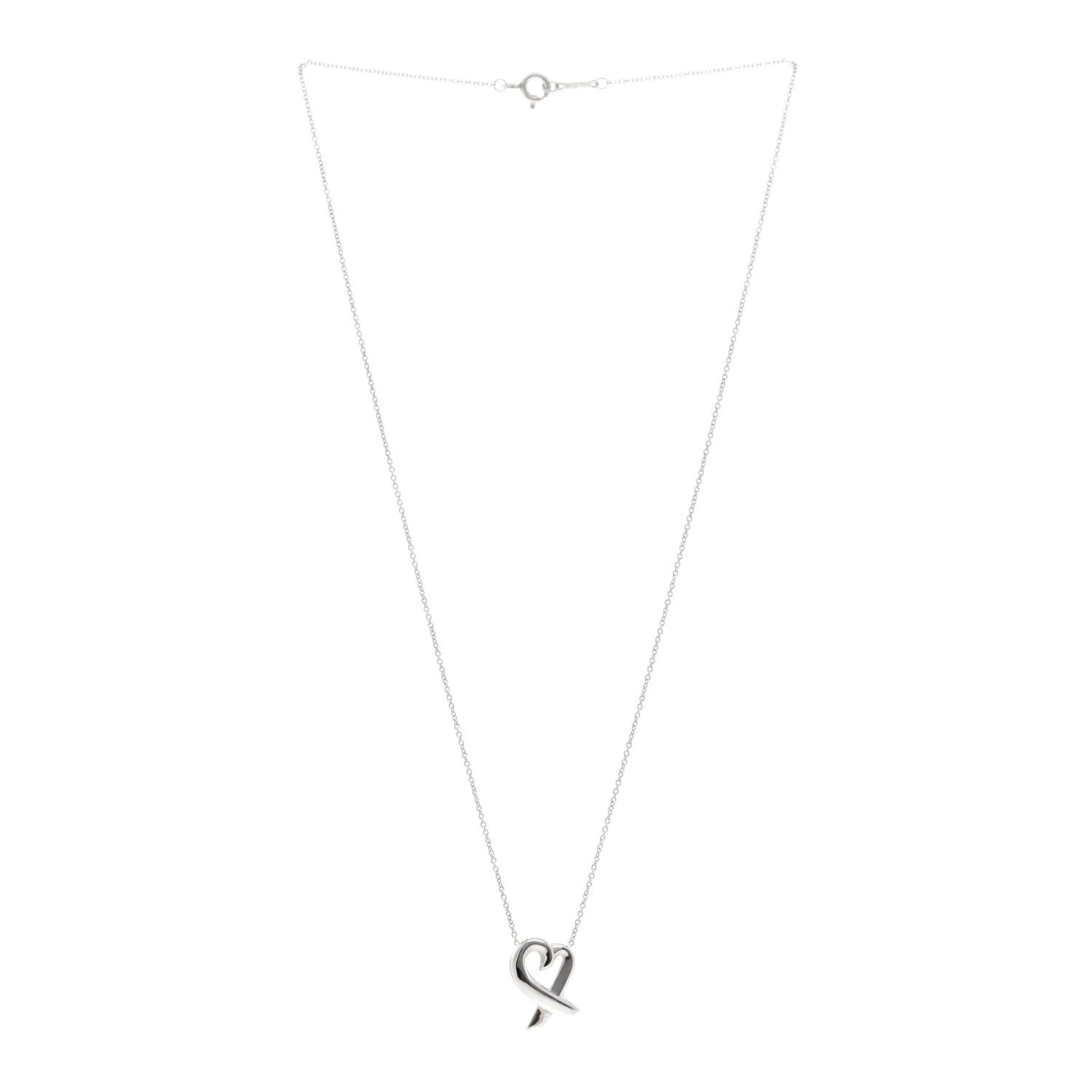 Tiffany Sterling Silver Small Paloma Picasso Loving Heart Pendant Necklace 3 of 5