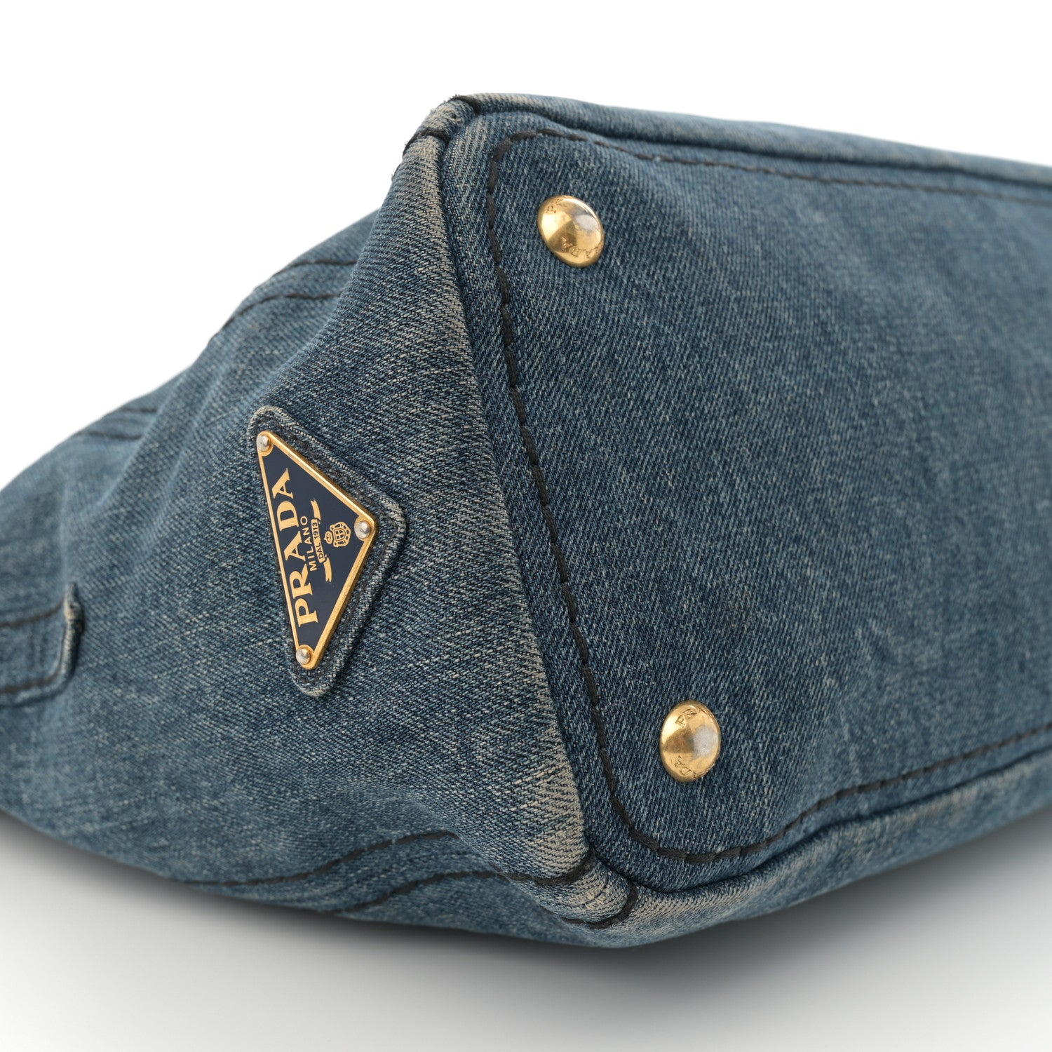 Prada Denim Logo Shopping Tote Blue 9 of 14