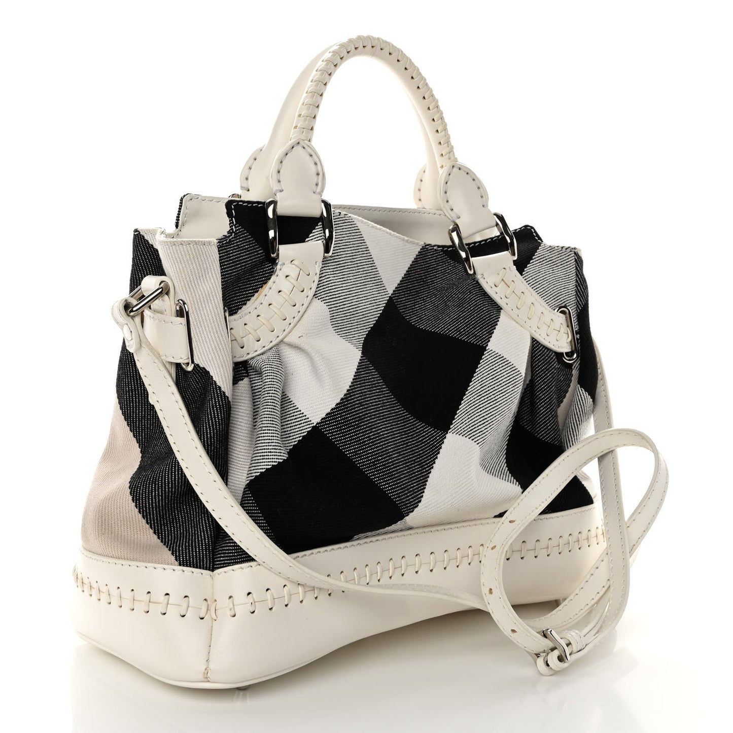 Canvas Mega Nova Check Shoulder Bag Pale Beige