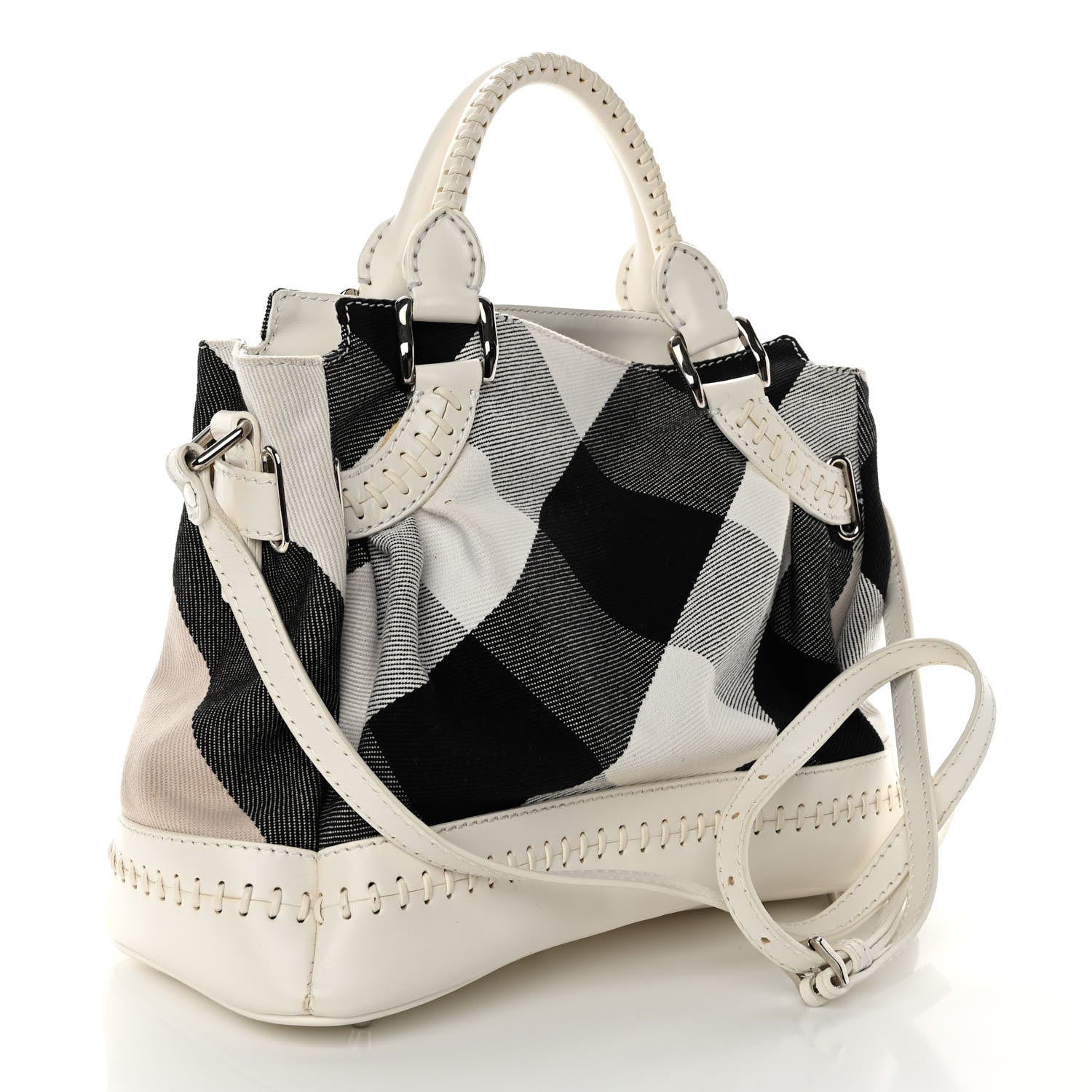 Burberry Canvas Mega Nova Check Shoulder Bag Pale Beige 3 of 11