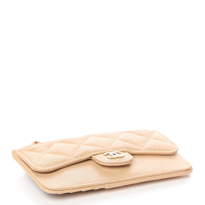 Chanel Iridescent Caviar Quilted Flap Zip Card Holder Beige 4 of 8