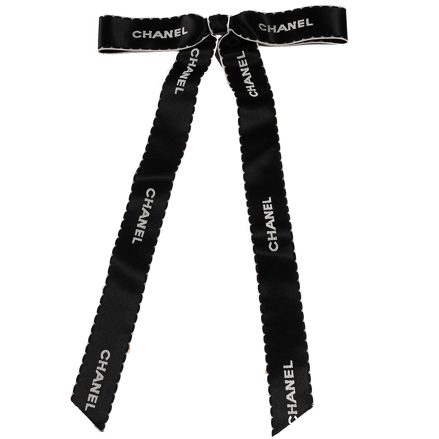Chanel Ribbon Brooch Black 1 of 4