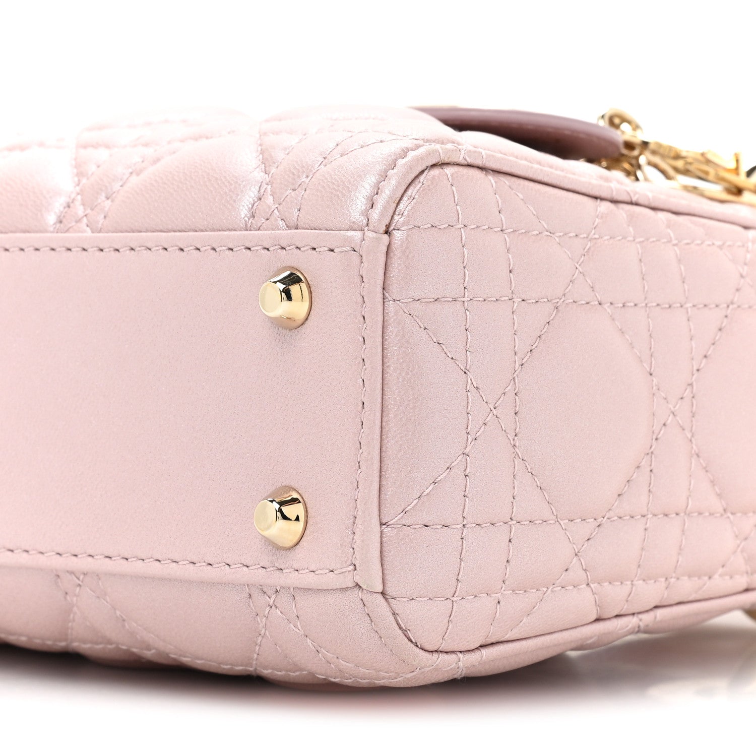 Christian Dior Metallic Lambskin Cannage Mini Lady Dior Lotus 8 of 12