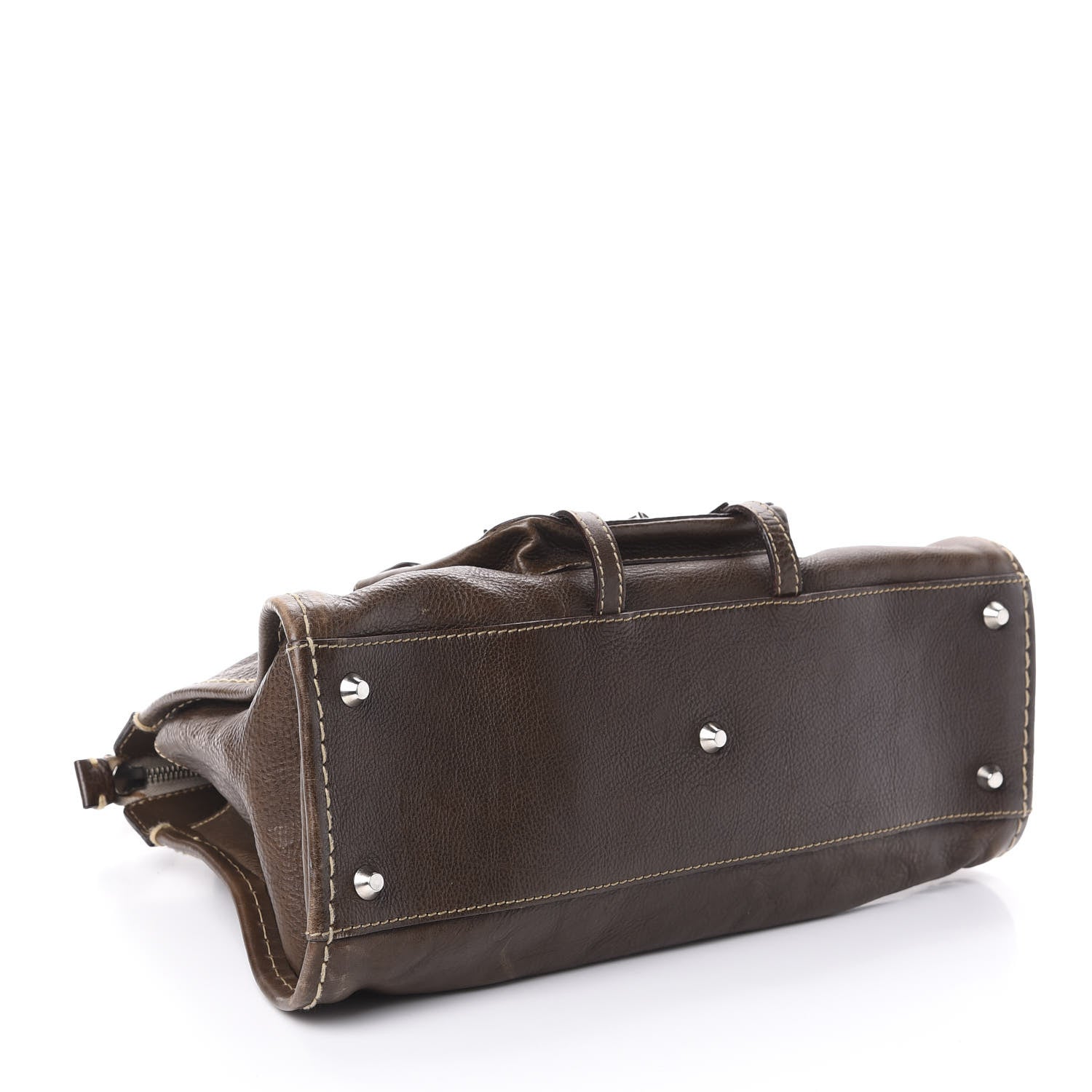 Chloe Calfskin Edith Satchel Brown 4 of 9