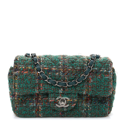 Chanel Tweed Quilted Mini Rectangular Flap Green 1 of 10