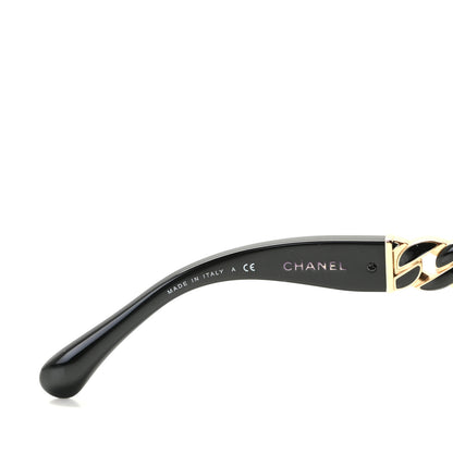 Chanel Acetate Metal Chain Square Sunglasses 5305 Black 4 of 7
