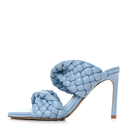 Bottega Veneta Nappa Twisted Padded Intrecciato Curve Slide Sandals 37 Ice 1 of 9