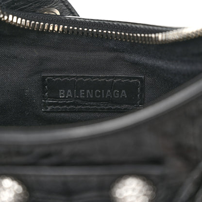 Balenciaga Extra Supple Calfskin Crystal Crocodile Embossed Le Cagole Shoulder Bag XS Black 7 of 11