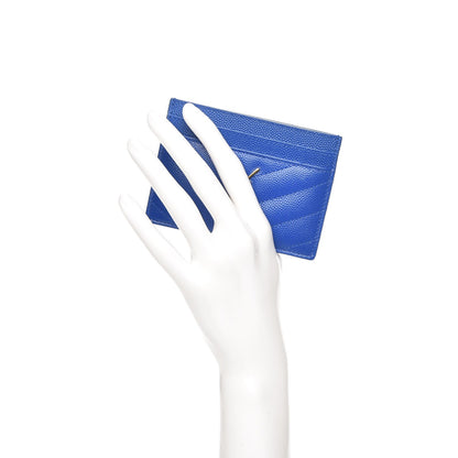 Saint Laurent Grain De Poudre Matelasse Monogram Credit Card Case Blue Majorelle 2 of 7