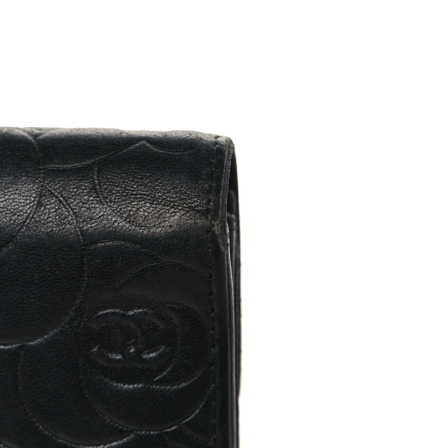 Chanel Lambskin Camellia Embossed Large Flap Wallet Black 11 of 11