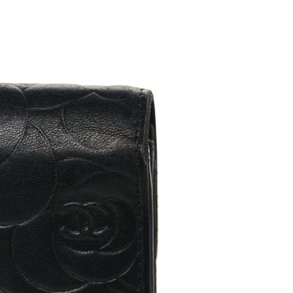Chanel Lambskin Camellia Embossed Large Flap Wallet Black 11 of 11
