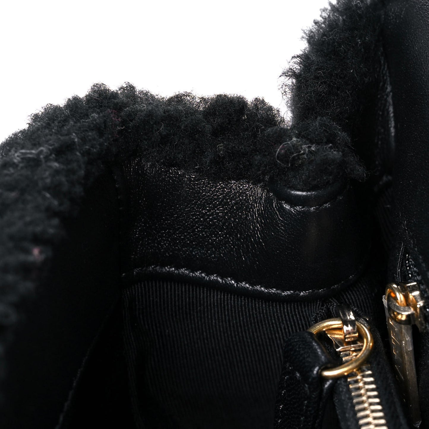 Shearling Lambskin Medium Coco Handle Flap Black