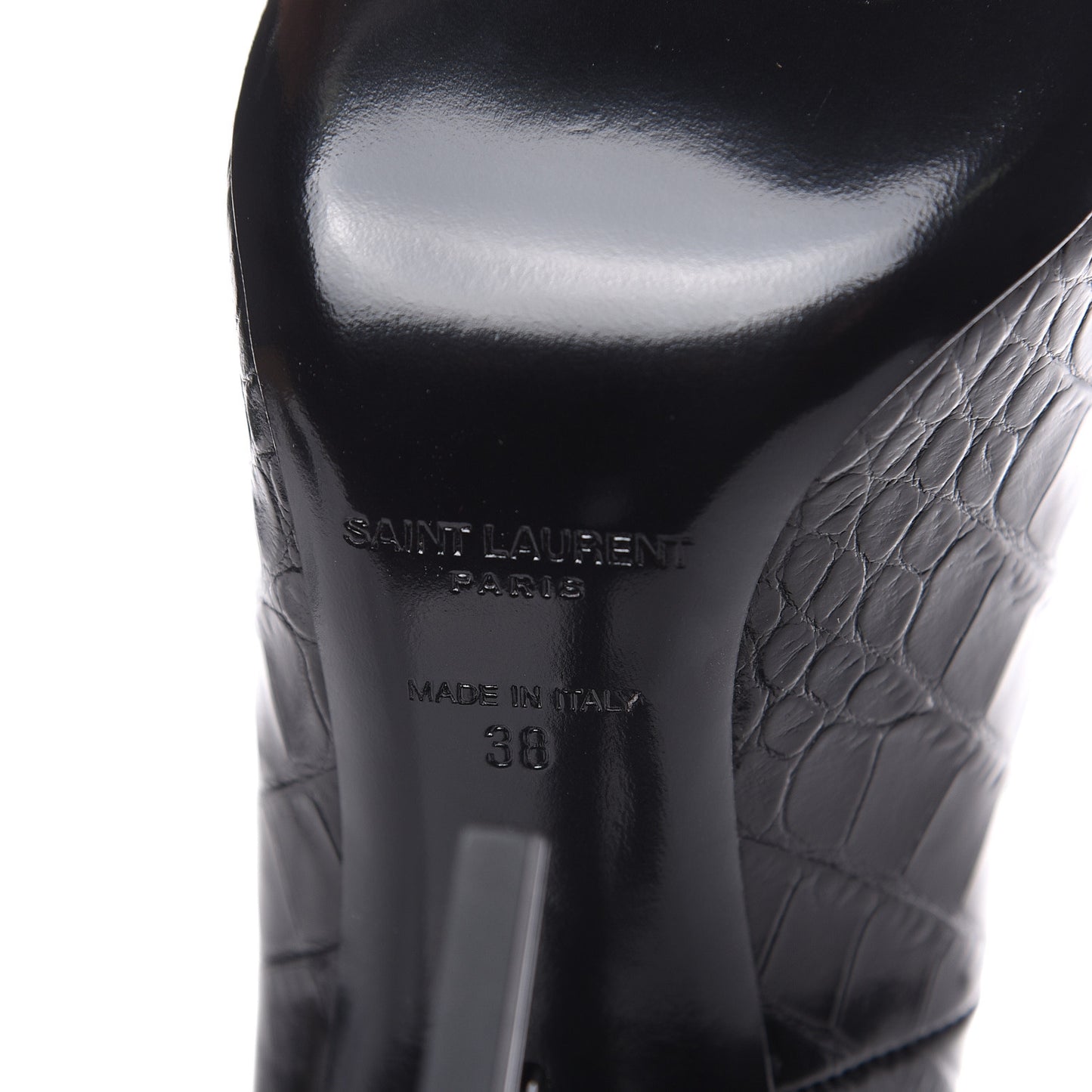 Calfskin Crocodile Embossed Opyum Pumps 38 Black