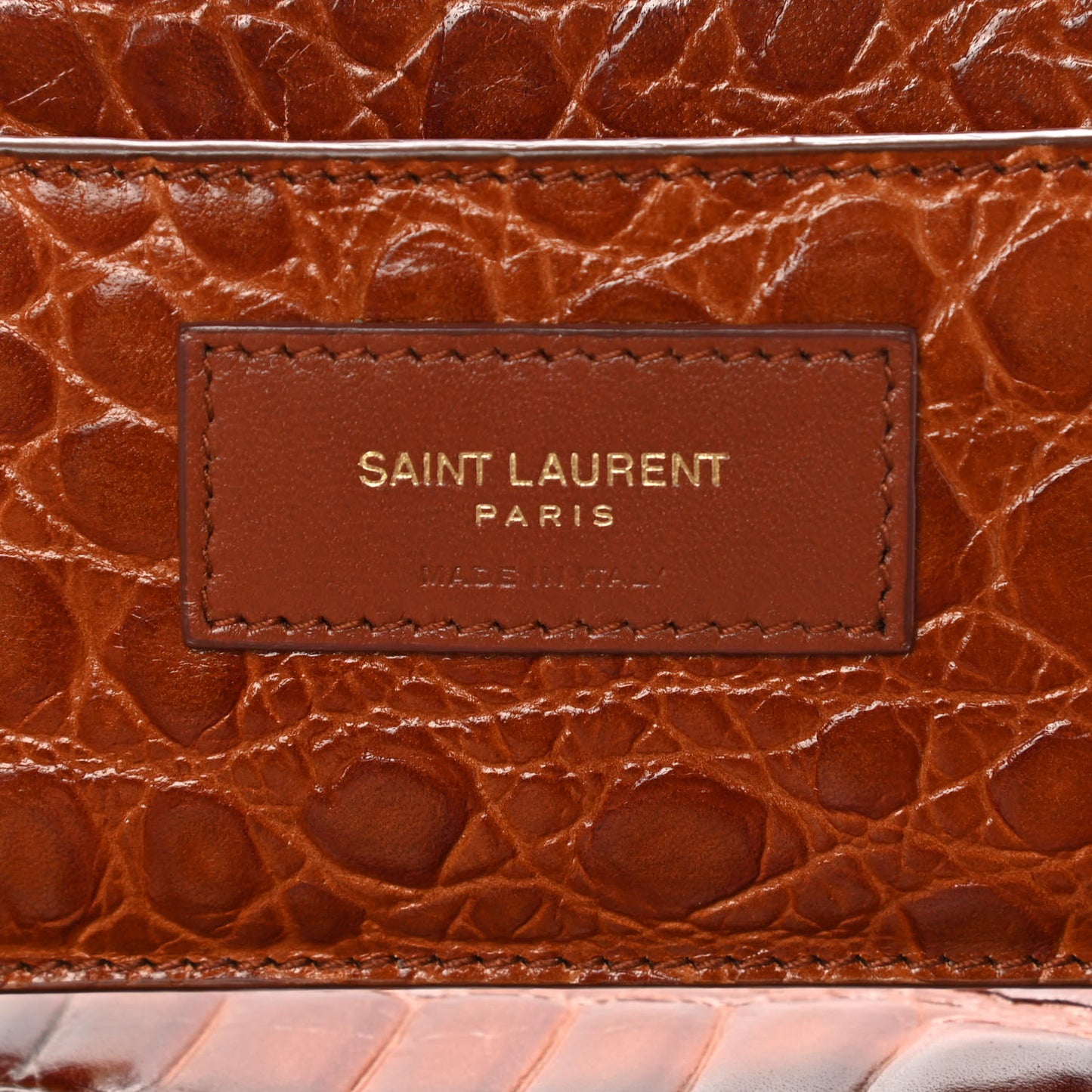 Crocodile Embossed Mini Suzanne Hobo Vintage Brown
