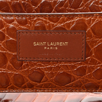 Saint Laurent Crocodile Embossed Mini Suzanne Hobo Vintage Brown 7 of 11