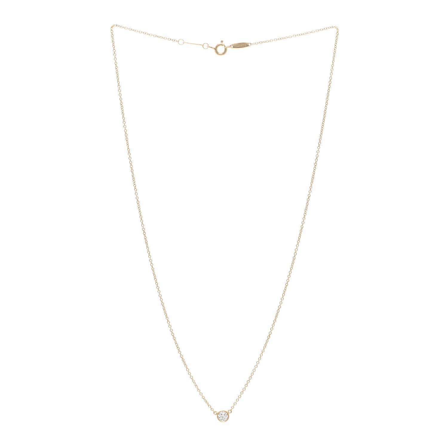 Tiffany 18K Yellow Gold Diamond .21ct Elsa Peretti Diamonds by the Yard Pendant Necklace 3 of 5