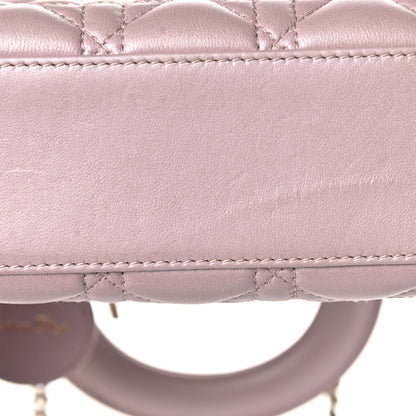Christian Dior Metallic Lambskin Cannage Mini Lady Dior Lotus 15 of 15